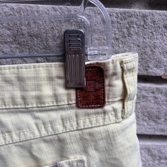 Mango Jean Shorts Distressed Yellow Sz 8 - Picture 5 of 7